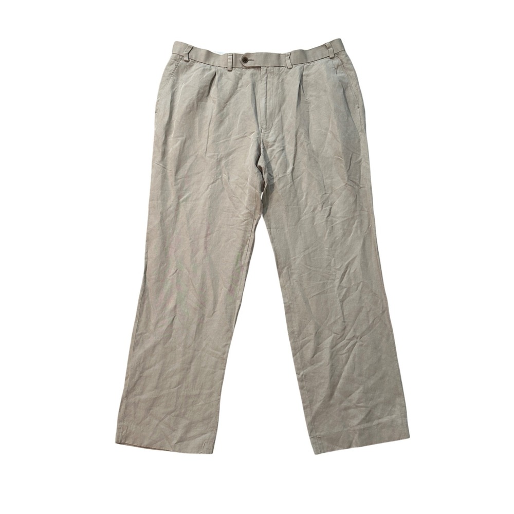 Marks & Spencer Collezione Linen Silk Casual Pants Pleated Front 38x31‎ Almond